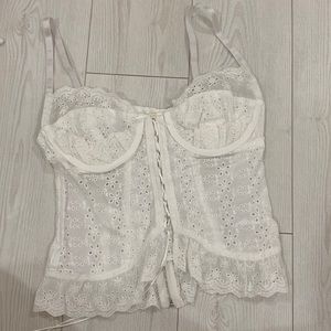 White Eyelet Laced Detailed Corset